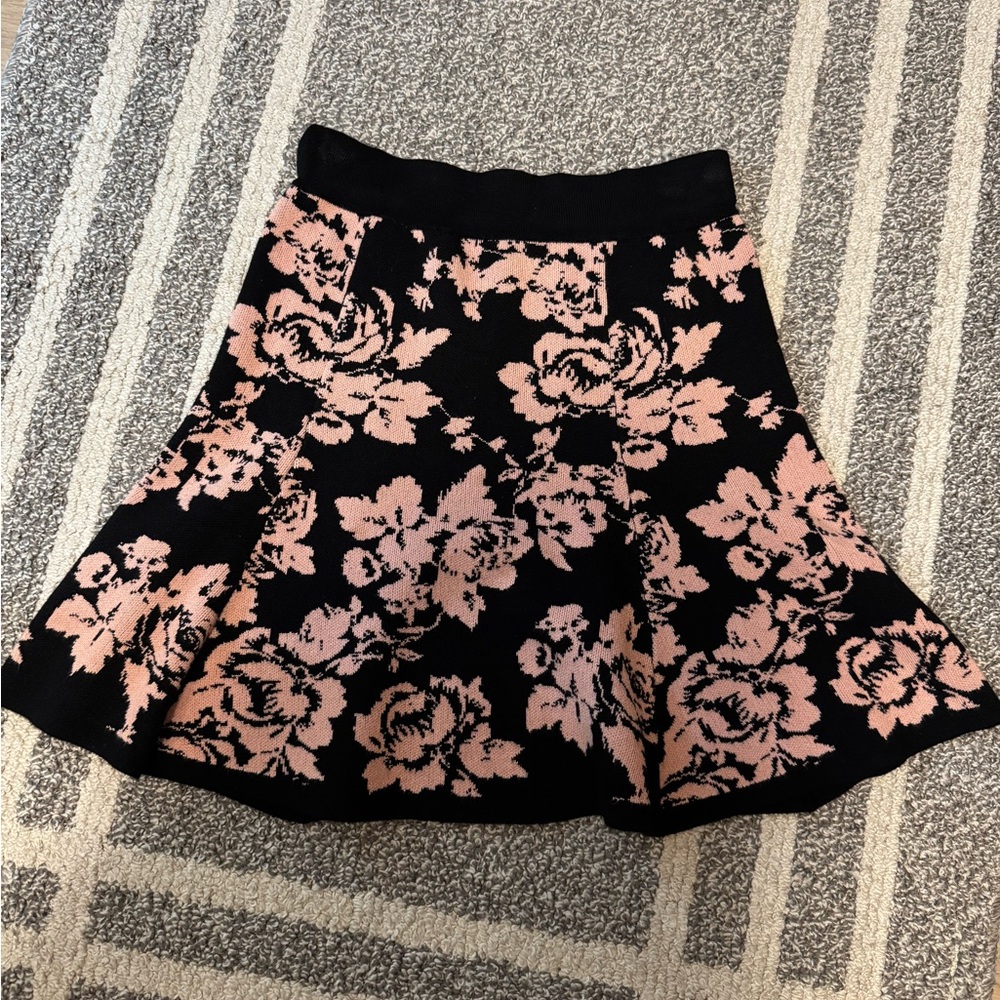 American Rag Black and Pink Floral Mini Skirt